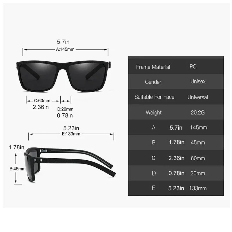 Square Polarized Sunglasses for Men and Women Lightweight Frame Sun Glasses with UV Protection