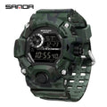 SANDA 2183 Relógio eletrônico moda militar camuflado à prova d'água esportes ao ar livre display digital pulseira de silicone relógios de pulso para homens