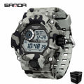 SANDA 2183 Relógio eletrônico moda militar camuflado à prova d'água esportes ao ar livre display digital pulseira de silicone relógios de pulso para homens