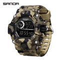 SANDA 2183 Relógio eletrônico moda militar camuflado à prova d'água esportes ao ar livre display digital pulseira de silicone relógios de pulso para homens