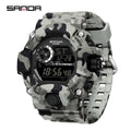 SANDA 2183 Relógio eletrônico moda militar camuflado à prova d'água esportes ao ar livre display digital pulseira de silicone relógios de pulso para homens