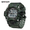 SANDA 2183 Relógio eletrônico moda militar camuflado à prova d'água esportes ao ar livre display digital pulseira de silicone relógios de pulso para homens