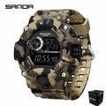 SANDA 2183 Relógio eletrônico moda militar camuflado à prova d'água esportes ao ar livre display digital pulseira de silicone relógios de pulso para homens