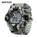 SANDA 2183 Relógio eletrônico moda militar camuflado à prova d'água esportes ao ar livre display digital pulseira de silicone relógios de pulso para homens