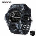 SANDA 2183 Relógio eletrônico moda militar camuflado à prova d'água esportes ao ar livre display digital pulseira de silicone relógios de pulso para homens