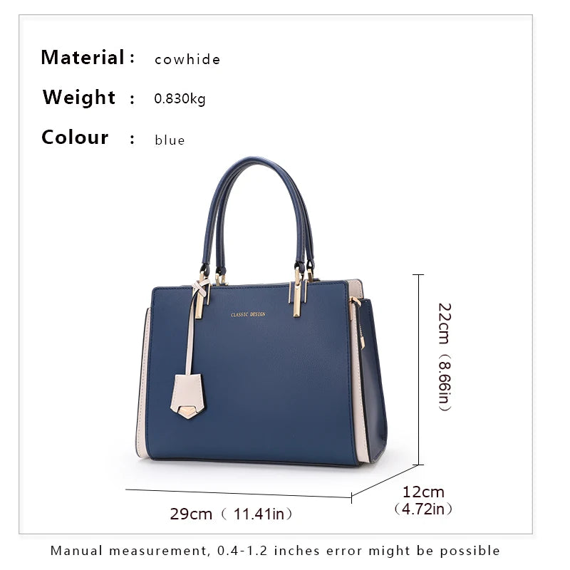 New Women's Handbag High end Fashion Versatile Cowhide Single Shoulder Crossbody Commuter Bag