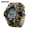 SANDA 2183 Relógio eletrônico moda militar camuflado à prova d'água esportes ao ar livre display digital pulseira de silicone relógios de pulso para homens